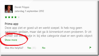 Review with show more link